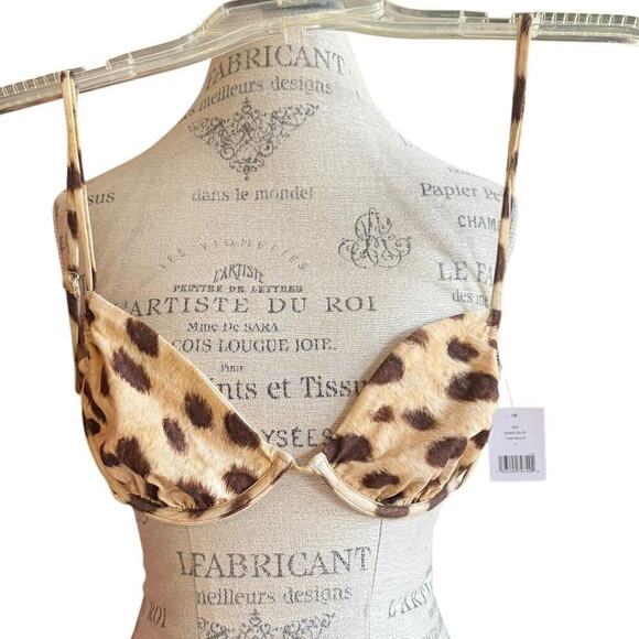 WEWOREWHAT Women's Animal Print Ruched Underwire Bikini Top Leopard L NWT - Picture 6 of 10